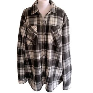 Boston Traders Mens Black & Gray Plaid Soft Cozy Fleece Sherpa Shacket Sz XXL